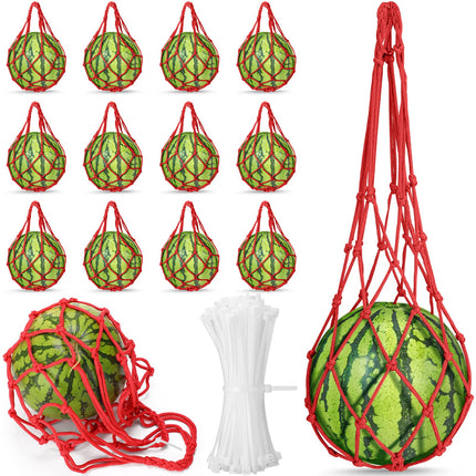 Nuenen 6 Pcs Watermelon Net Melon Hammock Melon Cradle Plant and Garden Supports Pumpkin Support Hanging Bag Protects Watermelons, Honeydew, Squash, Cantaloupes (Red)