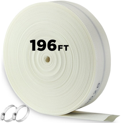 Pushglossy 2 Inch x 196 ft Pool Backwash Hose Heavy Duty Reinforced PVC Lay Flat Fire Discharge Hose for Swimming Pools Outdoor Lawn, Garden Irrigation