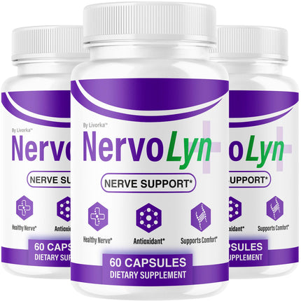 (3 Pack) NervoLyn Capsules - Official Nervo Lyn Advanced Supplement Formula Nerve Health, Natural NervoLyn Brain & Memory Focus Vitamins Suppor for Overal Health & Wellness, 180 Capsules for 3 Months