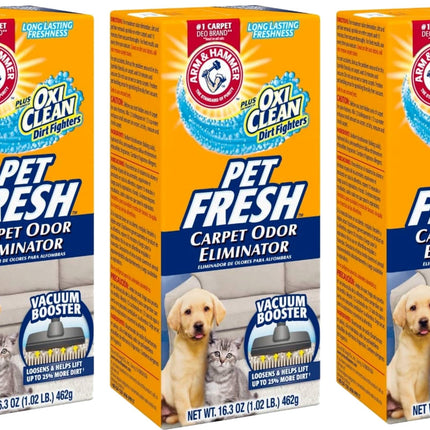 Arm & Hammer Pet Fresh Carpet Odor Eliminator Plus Oxi Clean Dirt Fighters (Pack of 3), 48.9 Ounce