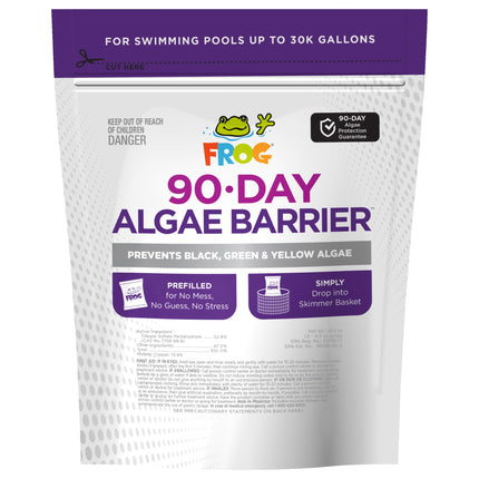 FROG 90-Day Algae Barrier - Dry Formula Algaecide Prevents Black, Green and Yellow Algae for Pools up to 30,000 Gallons - Pool Maintenance & Algae Prevention - 3 Pods