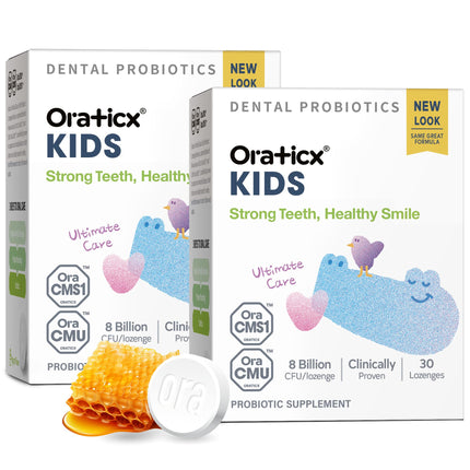 Oratcx Kids Dental Probiotics for Strong Teeth, Healthy Smile, 8 Billion CFU Probiotics for Oral Health, Yogurt Flavor 2-Pack