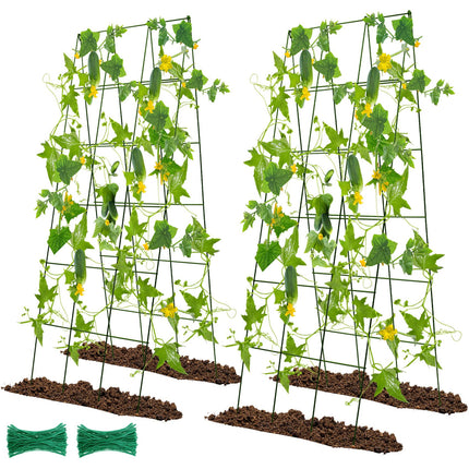 Kyrieval 48" Hx 18" L Cucumber Trellis for Garden A Frame Plant Support for Raised Bed, Outdoor Indoor Plant Garden Trellis for Climbing Plants (2 Packs)