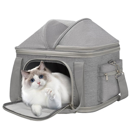 Airline Approved Pet Carrier Soft-Sided Dog Carriers Travel Tote Bag for Small Dogs Cats, Foldable Pet Bag for Puppies Small Animals with Pockets (Grey, 16.2" x 11.4" x 13")