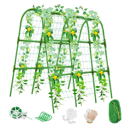 51x35x48in U-Shape Metal Arch Cucumber Trellis for Raised Bed with Net