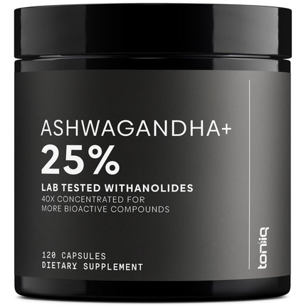 Toniiq Ashwagandha – 40:1 Concentrated Extract – 325 mg Withanolides per Serving – Wild Harvested in India – Highly Bioavailable with Black Pepper – Third-Party Tested – 120 Capsules