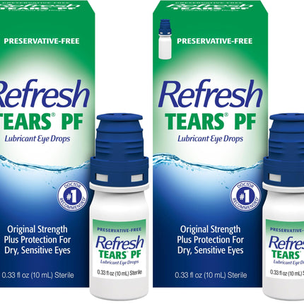 Refresh TEARS PF Preservative-Free Artificial Tears Lubricant Eye Drops, 0.33 fl oz (10 mL) (Pack of 2)