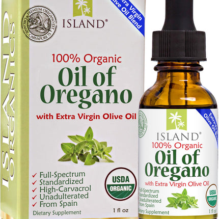 Island Nutrition, Oil of Oregano Organic Liquid Drops (1 fl oz) - Blend of Organic Oregano Oil & Olive Oil, Grown in Spain.