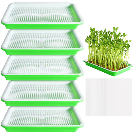 EBaokuup 10 Pack Seed Sprouter Tray with Drain Holes - BPA Free Seed Garden Plant Germination Propagation Trays, Soil-Free Wheatgrass Tray Sprouter Microgreens Growing Kit with Germinating Paper