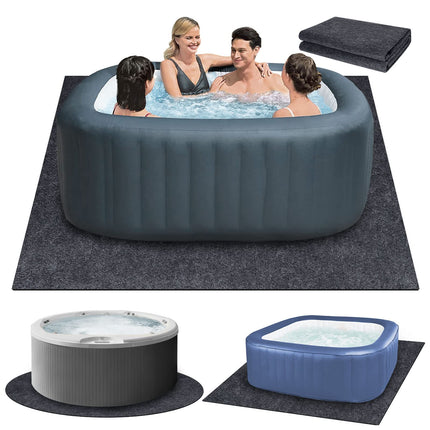 80 * 80 inch Inflatable Hot Tub Mat, Outdoor Indoor, Waterproof Slip-Proof Backing, Absorbent Spa Pool Ground Base Flooring Protector for Hot Tub