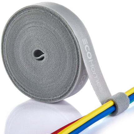 ECOHomes 1 Inch x 30 FT Double Sided Hook and Loop Roll Tape (Grey)