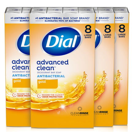 Dial Antibacterial Deodorant Bar Soap, Gold, 4 Oz, 32 Bars