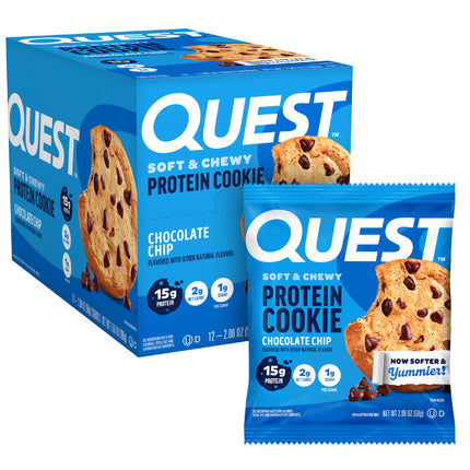 Quest Nutrition Chocolate Chip Protein Cookie, 15g Protein, 1g Sugar, 2g Net Carbs, Keto Friendly, 12 Count