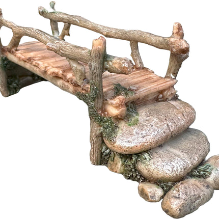 Mokoboho Fairy Garden Bridge, Acrylic, Stone and Log Design, 7.5" Wide