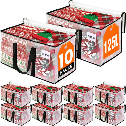 RoomHacks Moving Bags, Heavy Duty Large Storage Bags, 125L, 10 Pack, Clear
