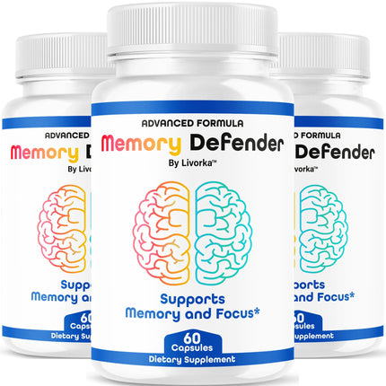 (3 Pack) Memory Defender Capsules, MemoryDefender Advanced Brain Support Pills, All Natural Premium Supplement, Memorydefender Maximum Strength Multivitamin Daily Wellness, 180 Capsules for 3 Months