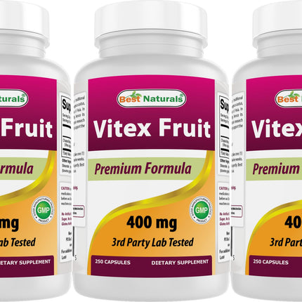 Best Naturals Vitex Chasteberry 400 mg 250 Capsules (Pack of 3)