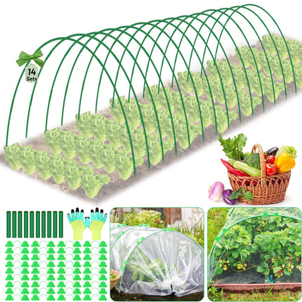 70 PCS Garden Hoops for Raised Beds 14 Sets Garden Tunnel Hoops Greenhouse Hoops Grow Tunnel, Rust-Free Fiberglass Garden Hoops Frame for Netting Shade Cloth Cover