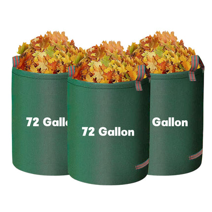 Reusable Yard Waste Bags - 3 Pack, 72 Gallon Lawn Bags with Reinforced Handles, Ideal for Grass, Leaves, and Yard Waste - Durable and Garden Waste Bags, Collapsible Lawn Leaf Bag, Leaf Bag Stand Up.