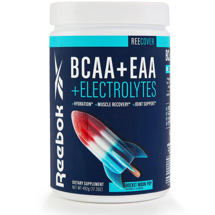 Reebok REEcover Amino Acids + Electrolytes | 8g EAAs, 5g BCAAs, Hydration Matrix | Muscle Recovery, Strength | Post-Workout Support | 30 Servings | Rocket Moon Pop