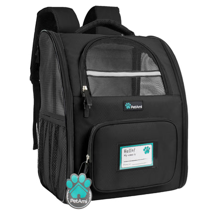 PetAmi Dog Backpack Carrier for Small Large Cat, Pet, Puppy, Ventilated Pet Hiking Backpack Travel Bag, Airline Approved Cat Backpack Carrier, Camping Biking Dog Bag Up to 18lbs Pet, Black
