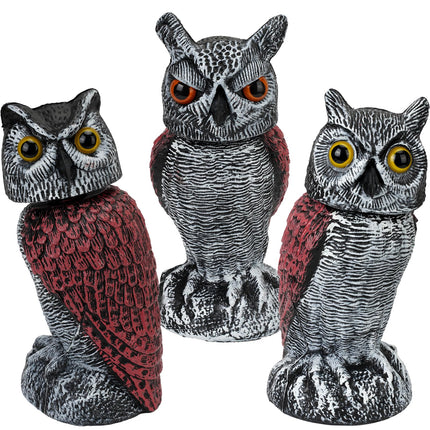 3-Pack Owl for Bird Deterrent - Weatherproof Bird Repellent Devices for Outdoor Use - Plastic Owls to Scare Birds Away and Control Garden Pests