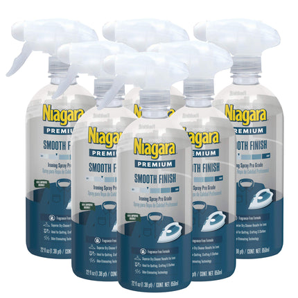 Niagara Spray Starch (22 Oz, 6 Pack) Trigger Pump Liquid Starch for Ironing, Non-Aerosol Spray on Starch, Reduces Ironing Time, No Flaking, Sticking or Clogging, Biodegradable Ingredients, Recyclable