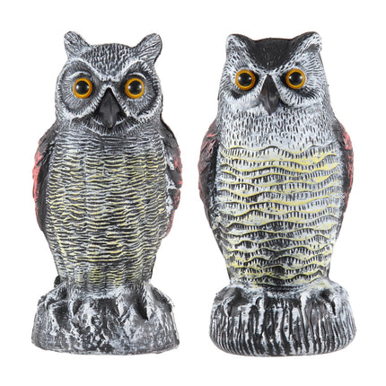 Hedoc 2 Pack Fake Owl Decoys to Scare Birds Away, Great Horned Owl Bird Deterrents, Nature Scarecrow Plastic Pest Repellent, Garden Decor and Yard Decoration for Gardens and Rooftops