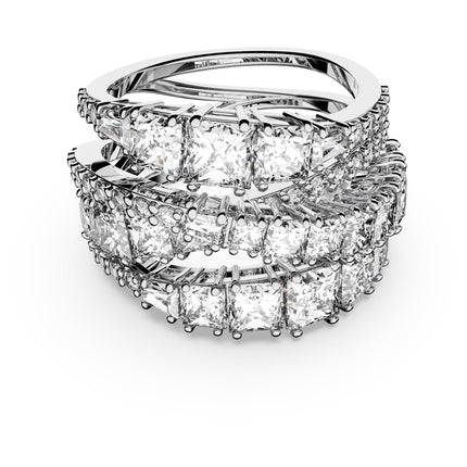 Swarovski Hyperbola Ring, Mixed Cuts, Clear, Rhodium Finished; Size: Us 7; Eu 55