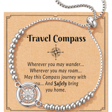 Shonyin Travel Gifts for Women for Travelers, Trip Gifts, Compass Bracelet
