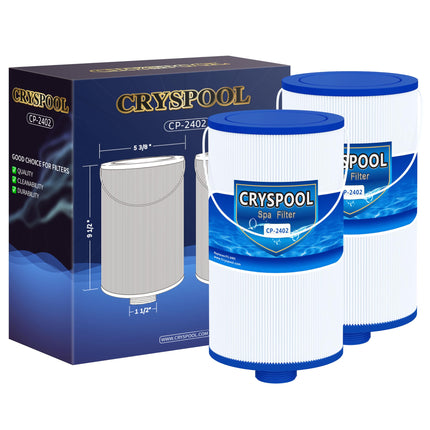 Cryspool® 2402 Filter Compatible with Watkins 303279(not 303263), FC-2402, Free Flow and Lifesmart Hot Tub Filter, 1 1/2" Finer Thread Spa Filter Cartridge, 2 Pack