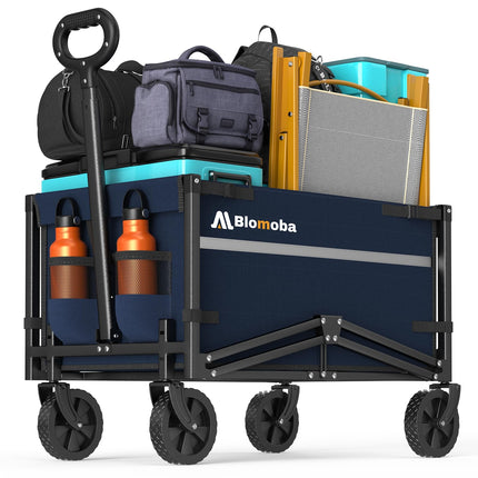 Blomoba Collapsible Wagon Cart, 220LBS Utility Wagon with Wheels, Blue