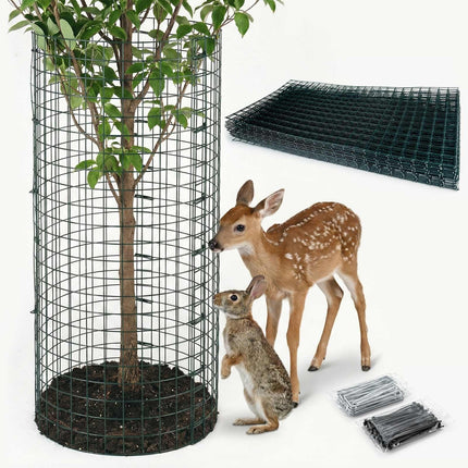FTLKIBMD 8 Pack Extra Tall Plant Protectors from Animals, 12"x24" Wire Garden Cages for Large Plants Shrubs, 2mm Heavy Duty Metal Mesh Guard for Deer Rabbits, Reusable Garden Protection with Stakes