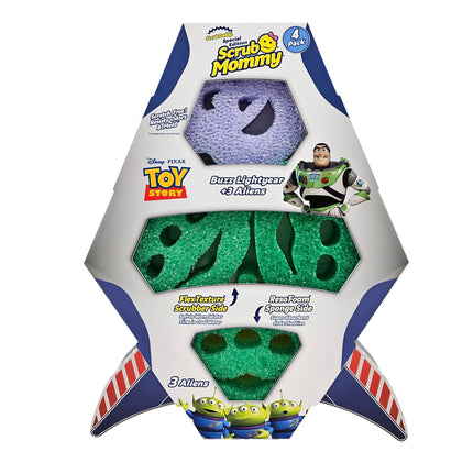 Scrub Daddy Scrub Mommy Toy Story Rocket Ship FlexTexture + ResoFoam Cleaning Sponges - Non-Scratch Sponges for Everyday Cleaning - Kitchen, Bathroom & Outdoor - Kitchen Sponges for Dishes (4 Count)