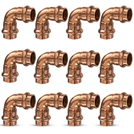 Copper Press Fittings 1/2inch,12PK Copper Coupling 90 Degree Elbow Coupling