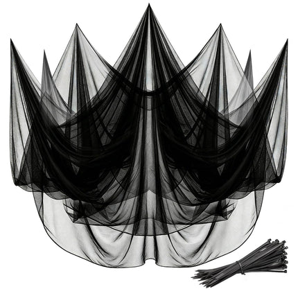 Mosquito Netting,10x50 FT Mosquito Mesh Net,Insect Bird Bug Screen for Patio Garden Vegetables Fruits Protection,Black Bed Curtains with 100 Pcs Straps