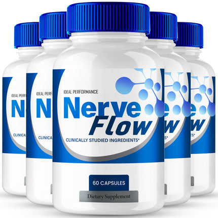 Nerve Flow for Neuropathy Supplements, Nerve Flow Capsules Advanced Nerve Health Pills Extra Strength All Natural Healthy Circulation & Stable Levels, Advanced NerveFlow Support Reviews (5 Pack)