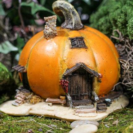 Top Collection Miniature Fairy Garden and Terrarium Orange Pumpkin Fairy House Statue, 4 by 5-Inch