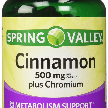 Spring Valley - Cinnamon 500mg Plus Chromium, Twin Pack, 2 Bottles of 180 Capsules