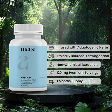 mars by GHC Natural Surge Max Capsules (60 Count) | Powered with Shilajit, Safed Musli & Gokshura | Supports Overall Well-Being | Good Health Company (Pack of 3)