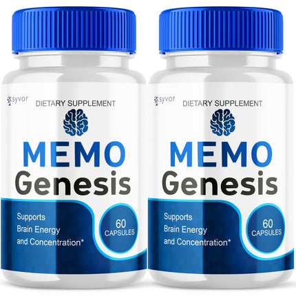 (2 Pack) Memo Genesis Capsules, Official Memogenesis Brain Health Support Pills with All Natural Ingredients, Advanced Brain Energy Supplement with Max Strength Vitamins for Women & Men (120 Capsules)