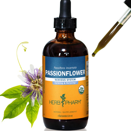 Herb Pharm Passionflower Liquid Extract: USDA Organic Calming Supplement, Passiflora incarnata for Exhausted Minds, Fast-Absorbing & Sugar-Free Passionflower Tincture, Up to ~12 Week Supply, 4 oz*
