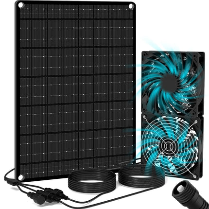 WECOOL Solar Exhaust Fan, 15W Dual Exhaust & Intake Ventilation Fan, Quiet Waterproof with Safe Grille for Chicken Coop, Greenhouse, Shed, Dog House, No Assembly Required