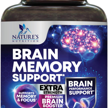 Brain Memory Supplement Pills - 3X Strength Nootropics for Concentration, Clarity & Focus Support - Brain Health Cognitive Vitamins with Bacopa, Phosphatidylserine & DMAE, Brain Booster - 240 Capsules