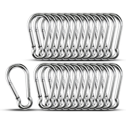 Small Carabiner Clip Hooks, 25pcs 1.97 inch Carabiners Heavy Duty, 304 Stainless Steel Spring Snap Hook Fits Camping Hiking, Metal Clips for Rope Chain Keys Rings