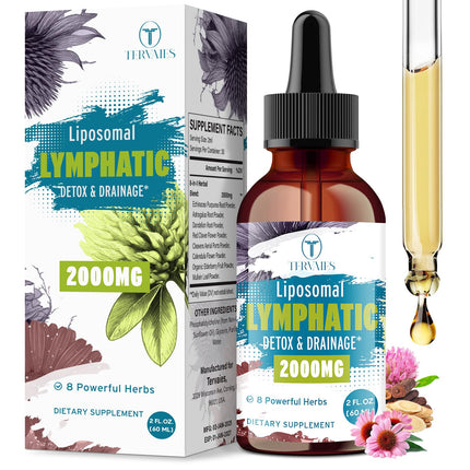Tervaies Liposomal Lymphatic Drainage Drops 2000mg – Herbal Blend with Elderberry & Echinacea – 2 FL OZ