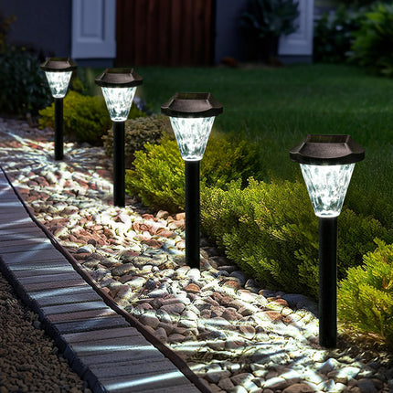 GIGALUMI 8 Pack Solar Lights Outdoor Waterproof, Outdoor Solar Lights for Yard, Solar Garden Lights, Yard Decorations Outdoor for Pathway, Patio, Garden, Driveway, Lawn, and Landscape(Cold White)