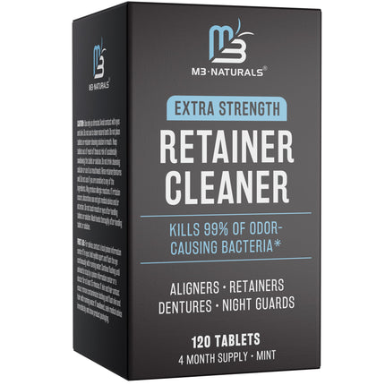Retainer Cleanser Tablets Invisalign Cleaner, Removes Odors Discoloration Stains and Plaque 4 Month Supply Denture Cleansers Retainers Mouth Guards Denture Bath Mint by M3