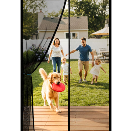 Flux Phenom Magnetic Screen Door - Bugs Out, Breeze in - 9min Install Auto-Sealing Heavy Duty Double Stitched Mesh, 52 Magnets, Hands Free Sliding & Patio Doors Net, Pet & Kid Friendly, 38 x 82 Inch