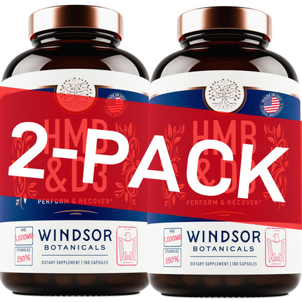 HMB and Vitamin D3 Supplement - Muscle Growth, Strength, Performance and Recovery Support - B-Hydroxy B-Methylbutyrate, D3 Plus Calcium, 1,000 MG HMB Supplements - 180 Days, 360 Capsules